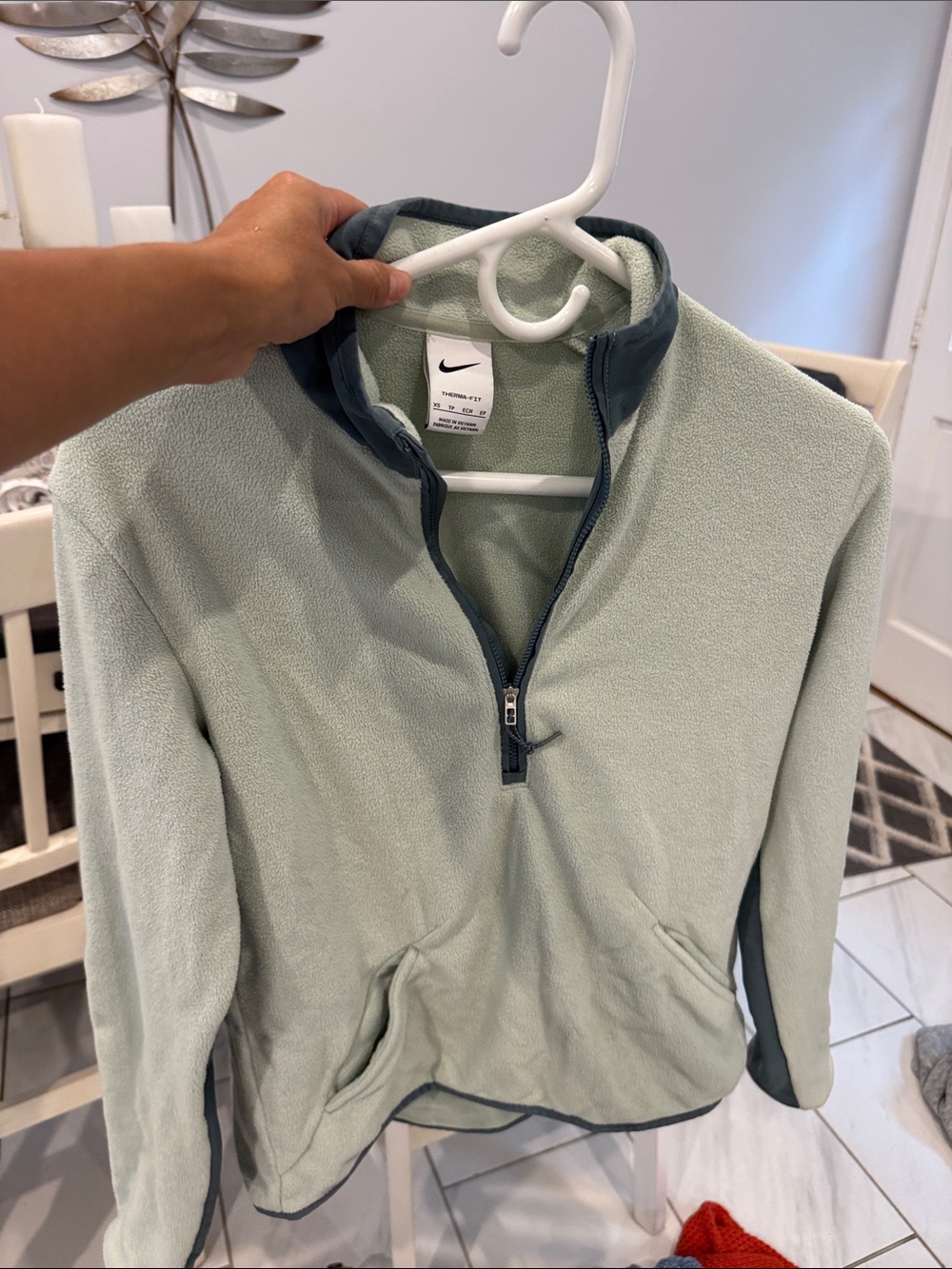 Nike Women's Sage Green Quarter-Zip Fleece Pullover